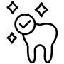 Happy tooth with checkmark and sparkles, representing dental care and healthy teeth.