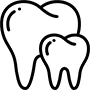 Adult and child teeth icons representing family dental care services