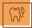 Tooth icon with pain lines indicating dental discomfort or toothache symptom.