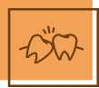 Tooth with crown outline icon on orange background for dental practice branding